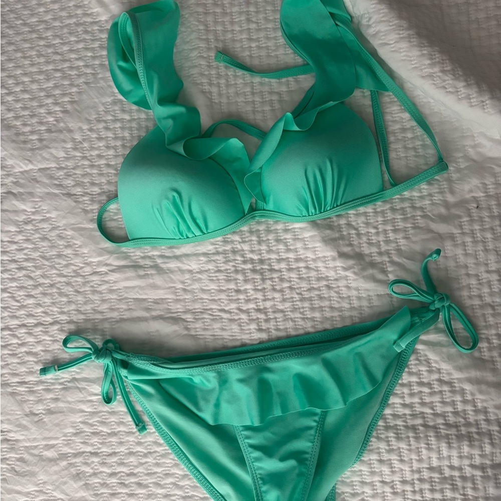 Mint Green Ruffled Bikini Set from target